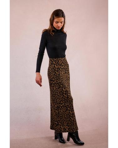 MOLLY BRACKEN GONNA LUNGA MARRONE STAMPA ANIMALIER MODELLO T2090DN MARRóN