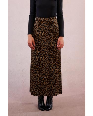 MOLLY BRACKEN GONNA LUNGA MARRONE STAMPA ANIMALIER MODELLO T2090DN MARRóN
