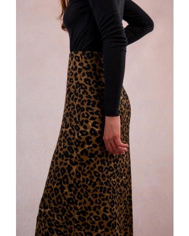MOLLY BRACKEN GONNA LUNGA MARRONE STAMPA ANIMALIER MODELLO T2090DN MARRóN
