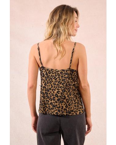 TOP LINGERIE MOLLY BRACKEN T2071BDN MARRONE CON STAMPA ANIMALIER MARRóN