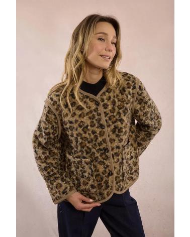 CHAQUETA MOLLY BRACKEN LA1751DH MARRÓN CON ESTAMPADO ANIMAL MARRóN