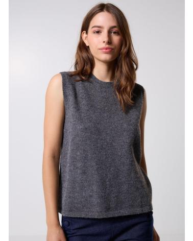 MOLLY BRACKEN TOP DE MALHA SEM MANGAS EF1582DN CINZA GRIS