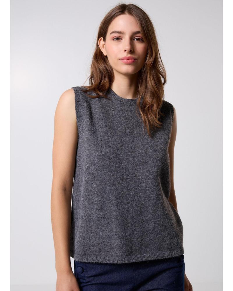 MOLLY BRACKEN TOP DE MALHA SEM MANGAS EF1582DN CINZA GRIS