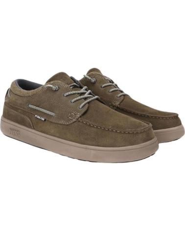 WALK IN PITAS DAKOTA: SAPATOS NÁUTICOS DE CAMURÇA HIDROREPELENTE CÁQUI KAKI