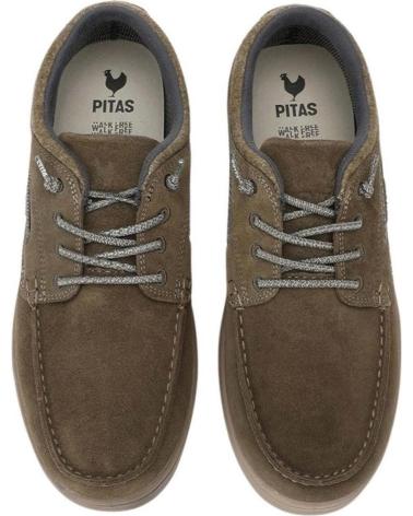 WALK IN PITAS DAKOTA: SAPATOS NÁUTICOS DE CAMURÇA HIDROREPELENTE CÁQUI KAKI