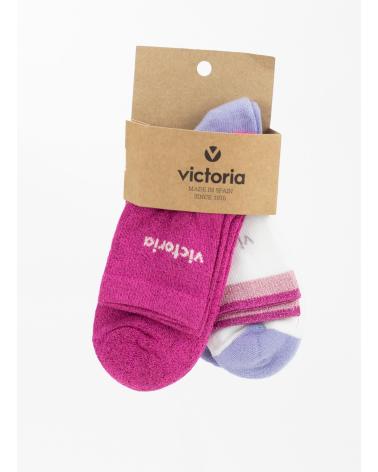 VICTORIA SHORT LUREX COTTON SOCKS FUCHSIA FUCSIA
