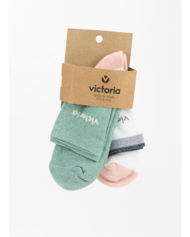 VICTORIA SHORT LUREX COTTON SOCKS GREEN VERDE