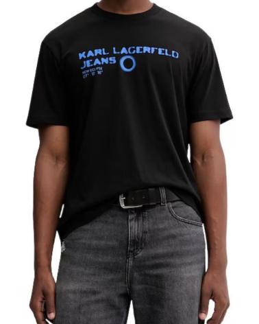 KARL LAGERFELD REGULAR FIT ECLIPSE LOGO T-SHIRT BLACK NEGRO