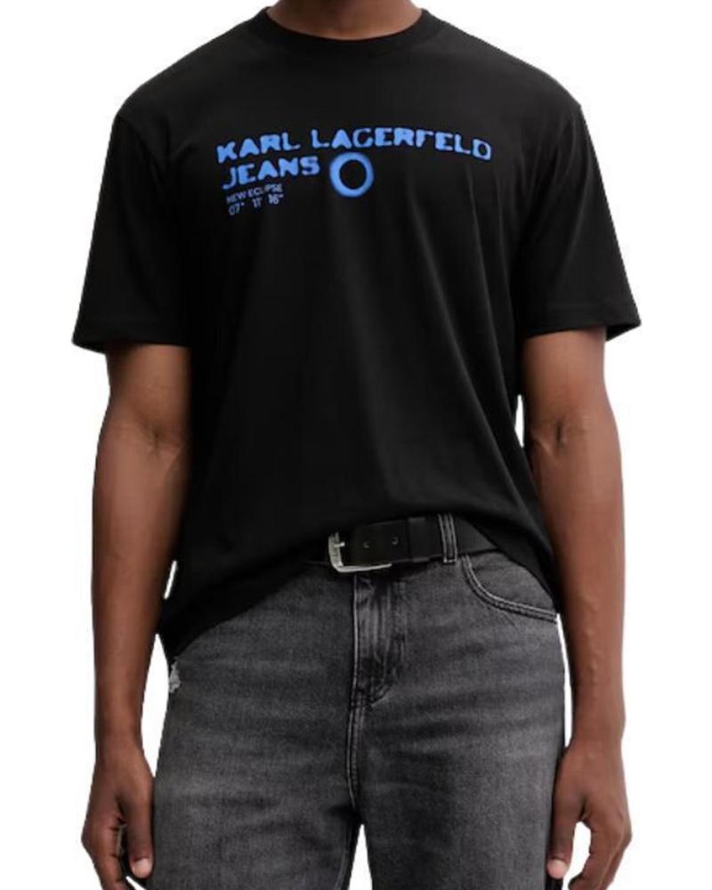KARL LAGERFELD REGULAR FIT ECLIPSE LOGO T-SHIRT BLACK NEGRO