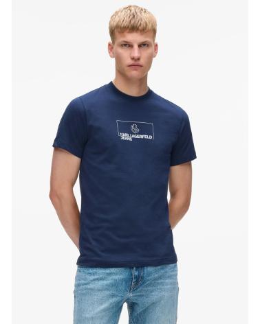 KARL LAGERFELD KLJ SLIM OUTLINE LOGO TEE NAVY MARINO