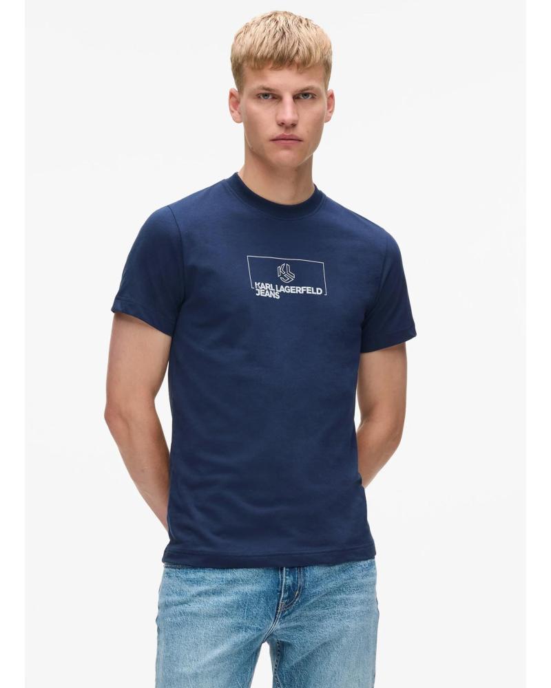 KARL LAGERFELD KLJ SLIM OUTLINE LOGO TEE NAVY MARINO
