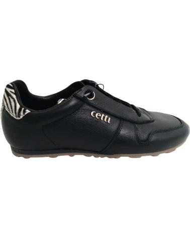 CETTI 1379 BLACK LEATHER CASUAL SNEAKERS NEGRO