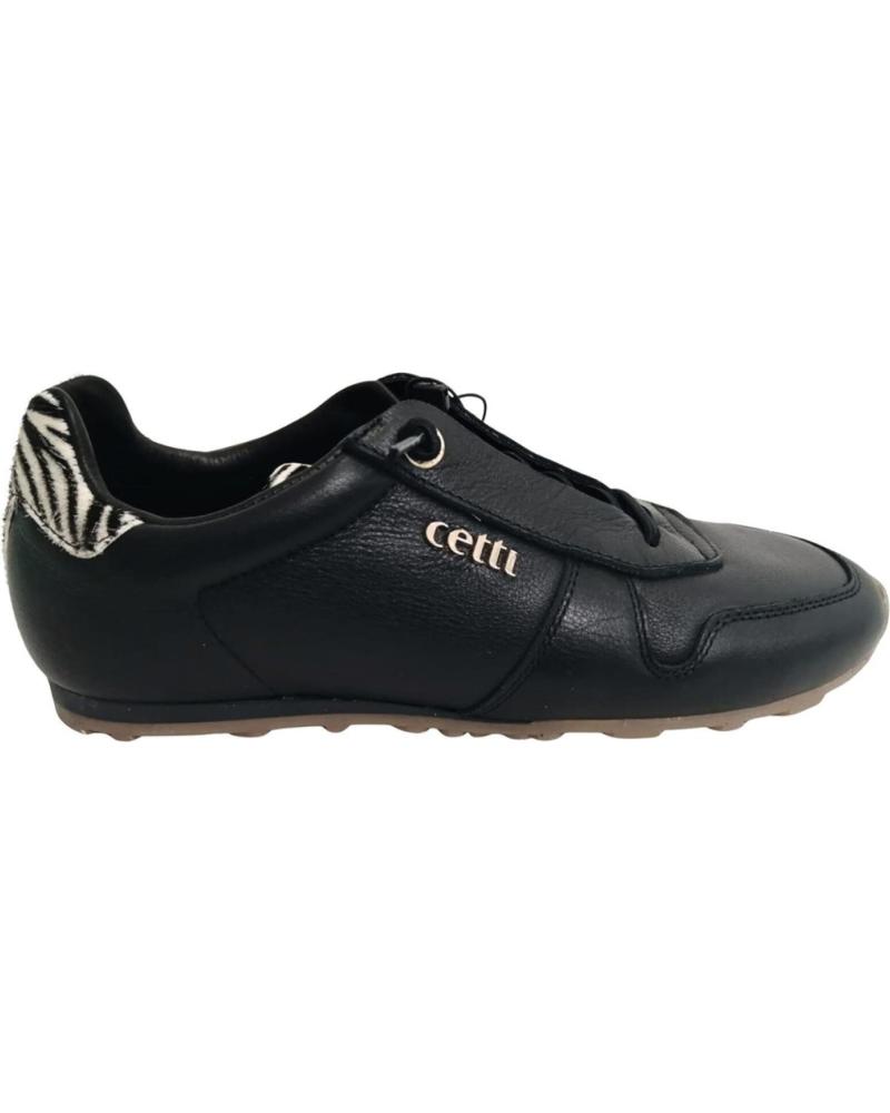 CETTI 1379 BLACK LEATHER CASUAL SNEAKERS NEGRO