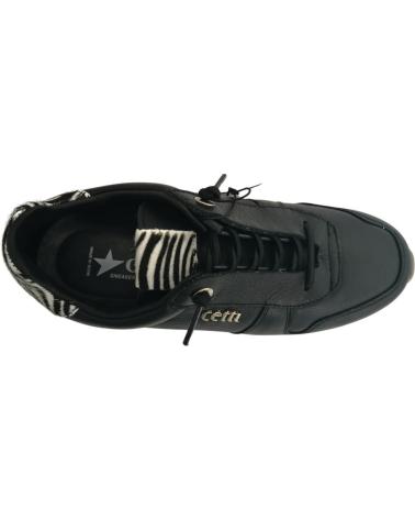 CETTI 1379 BLACK LEATHER CASUAL SNEAKERS NEGRO