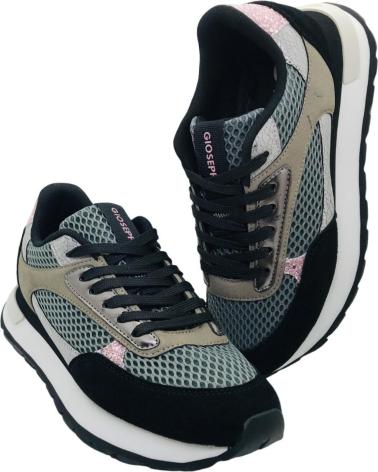 GIOSEPPO FUNKLEY 76494 : BASKETS DÉCONTRACTÉES NOIRES AVEC DÉTAILS GRIS ET ROSES NEGRO