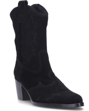 YOWAS 1370 SUEDE WESTERN BOOTS IN BLACK AFELPADONEGRO