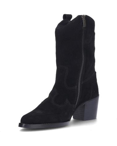 YOWAS 1370 SUEDE WESTERN BOOTS IN BLACK AFELPADONEGRO