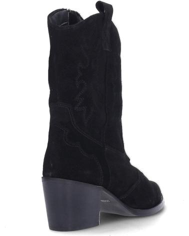 YOWAS 1370 SUEDE WESTERN BOOTS IN BLACK AFELPADONEGRO