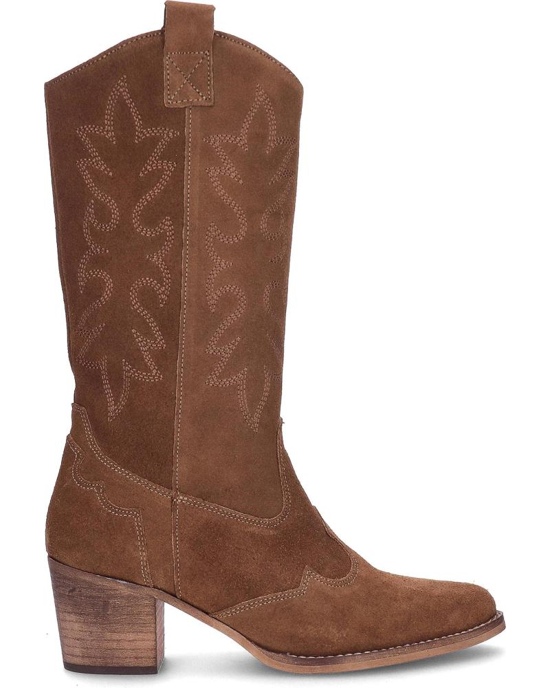 BOTTES TEXANES HAUTES YOWAS 1371 EN DAIM VELOUTÉ COULEUR CHÊNE AFELPADOROBLE