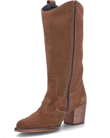 BOTTES TEXANES HAUTES YOWAS 1371 EN DAIM VELOUTÉ COULEUR CHÊNE AFELPADOROBLE