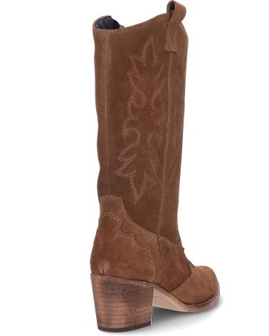 BOTTES TEXANES HAUTES YOWAS 1371 EN DAIM VELOUTÉ COULEUR CHÊNE AFELPADOROBLE