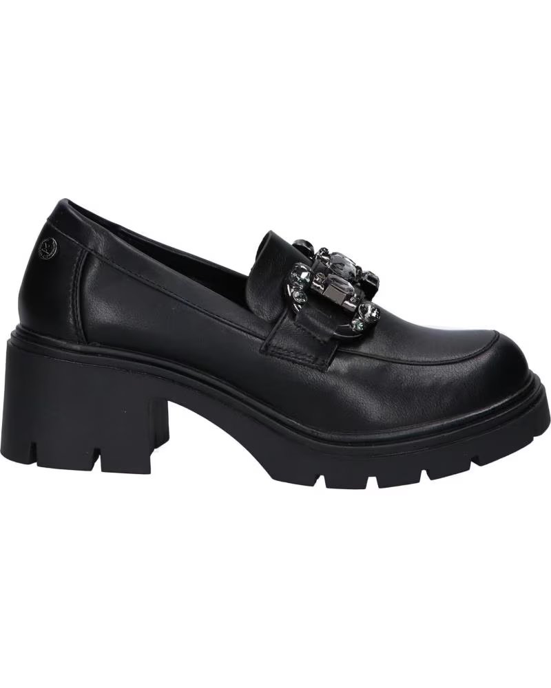 MOCASSINO XTI 143106 NERO CON TACCO BLOCCO E CATENA DECORATIVA NEGRO