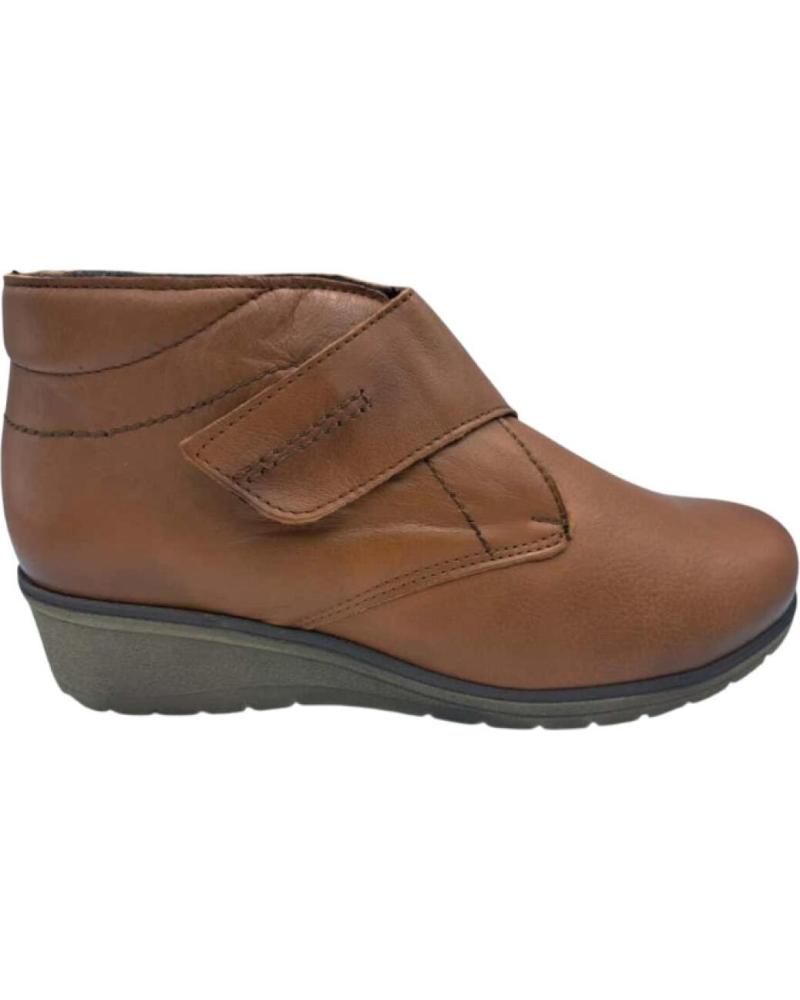 CALZADOMANIA LEDER-STIEFELETTE MIT KLETTVERSCHLUSS IN COGNAC CUERO