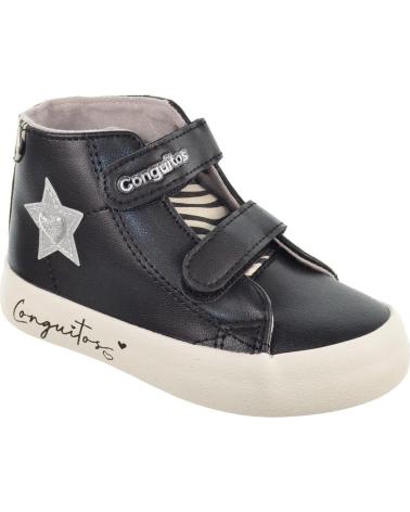 CONGUITOS SNEAKERS ALTE IN TELA 282108 CON STELLA NERA NEGRO