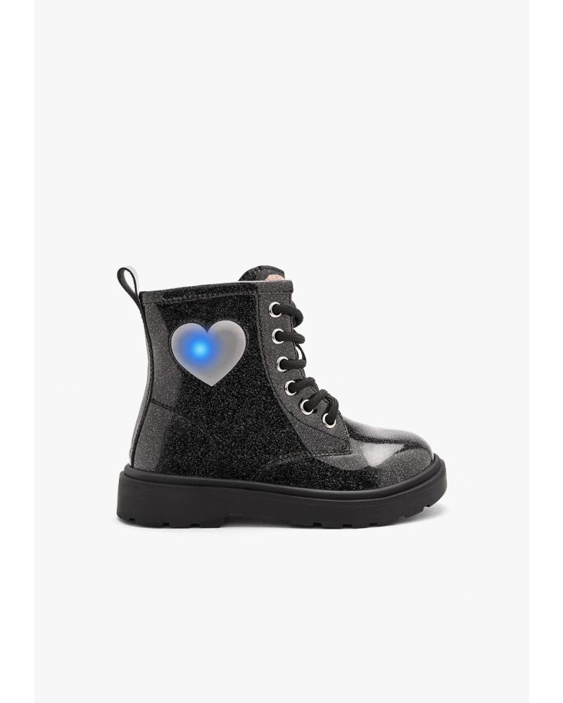 STIVALI MILITARI CONGUITOS 313002 NERI CON LUCI E CUORE NEGRO