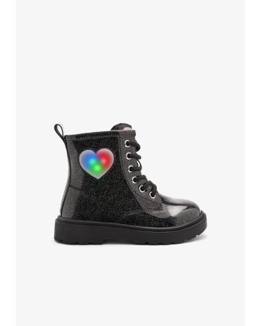 STIVALI MILITARI CONGUITOS 313002 NERI CON LUCI E CUORE NEGRO