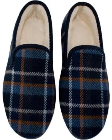 SEVILLAS ZAPATILLAS DE CASA CON ESTAMPADO DE CUADROS Y FORRO CONFORT MARINO