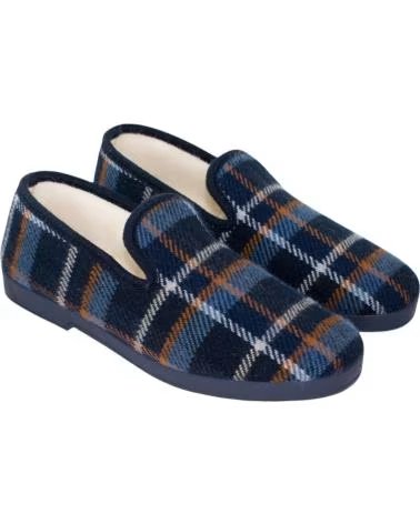 SEVILLAS ZAPATILLAS DE CASA CON ESTAMPADO DE CUADROS Y FORRO CONFORT MARINO