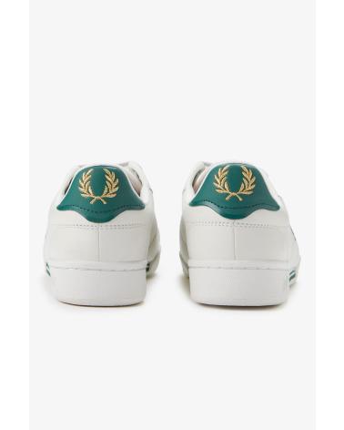 FRED PERRY B722 LEATHER B6311 PORZELLAN WEISS MIT GRÜNEN DETAILS WHITE