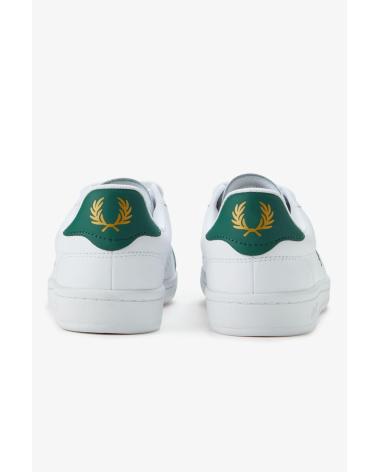FRED PERRY B721 B6312 - WEISSE UND GRÜNE LEDER-SNEAKER WHITE