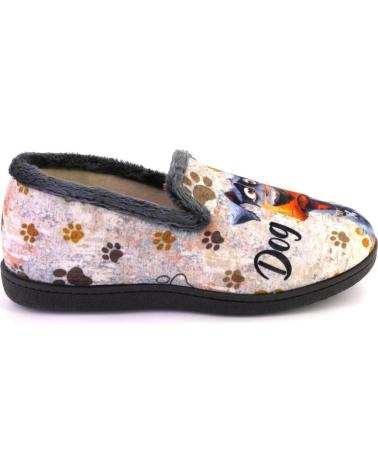 PLUMAFLEX HOUSE SLIPPERS 12228DOG GREY WITH DOG DESIGN GRIS