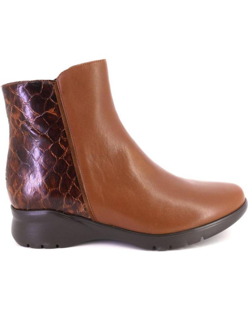 PIESANTO 255873 - STIEFELETTEN AUS LEDER IN COGNAC MIT TEXTUR-EINSATZ CUERO