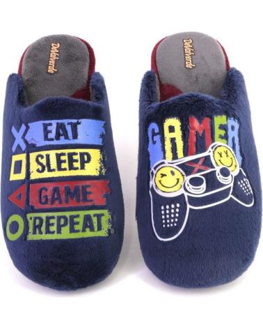 PANTUFAS DEVALVERDE 3543 AZUL MARINHO DESIGN 'EAT SLEEP GAME REPEAT' GAMER AZUL MARINO