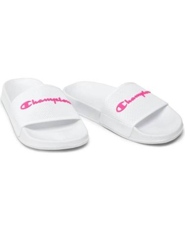 CHAMPION DAYTONA SLIDE BADESCHUHE WEISS MIT PINKEM LOGO MULTICOLOR