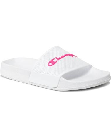 CHAMPION DAYTONA SLIDE BADESCHUHE WEISS MIT PINKEM LOGO MULTICOLOR
