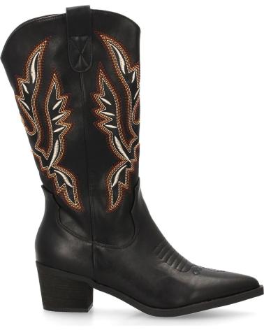 STIVALI COWBOY NERI RICAMATI PUNTOSALAO A GAMBALE ALTO CON TACCO MEDIO VARIOS COLORES