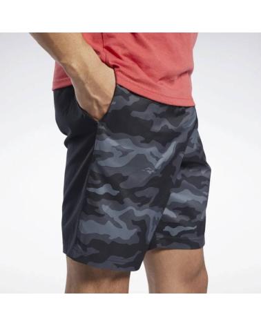 REEBOK PANTALÓN CORTO WORKOUT READY GRAPHIC ESTAMPADO ABSTRACTO OSCURO NEGRO