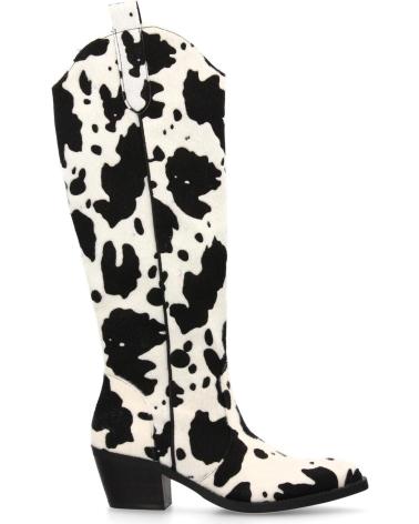 PUNTOSALAO BOTAS ESTILO COWBOY WESTERN COM ESTAMPA DE VACA PRETO E BRANCO VARIOS COLORES