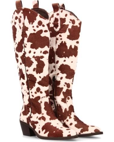 PUNTOSALAO WESTERNSTIEFEL COWBOYSTIEFEL MIT KUHMUSTER BRAUN-WEISS VARIOS COLORES