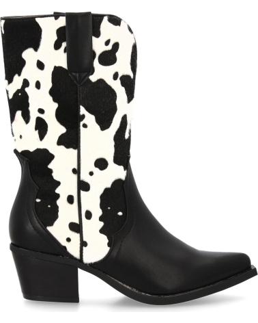 PUNTOSALAO BOTINS ESTILO COWBOY WESTERN COM ESTAMPA DE VACA PRETO E BRANCO VARIOS COLORES