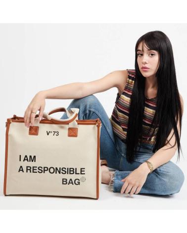 BORSA TOTE V73 GANIMEDE SHOPPING MARRONE CHIARO NATURALE NATURALE