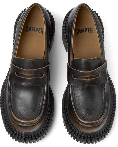 CAMPER PIX LONDON K201811 ABSATZ LEDER SCHWARZ BRAUN - CHUNKY SOHLE NEGROMARRON004