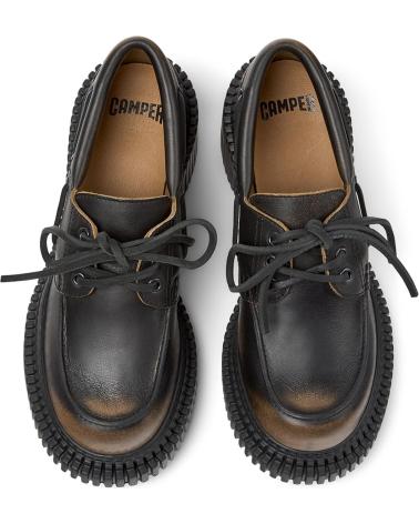 CAMPER PIX LONDON K201812 SCHWARZES LEDER MIT SCHNÜRSENKELN - CHUNKY SOHLE NEGRO001