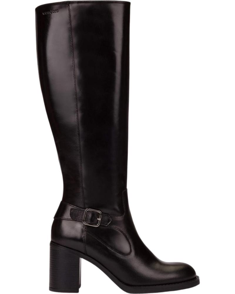 BOTAS ALTAS WONDERS NEGRAS CON TACÓN Y DETALLE DE HEBILLA NEGRO