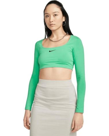 NIKE TOP CORTO A MANICHE LUNGHE VERDE VERDE