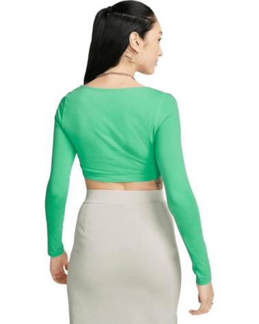 NIKE TOP CORTO A MANICHE LUNGHE VERDE VERDE